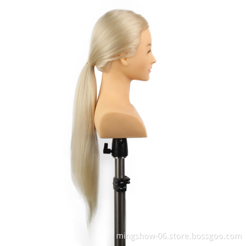 Hairdressing barber mannequin training heads long  hair white  with shoulders